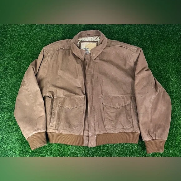VTG Vintage Global Identity G-III Leather Fashions Brown Bomber Jacket Size L - Picture 1 of 15